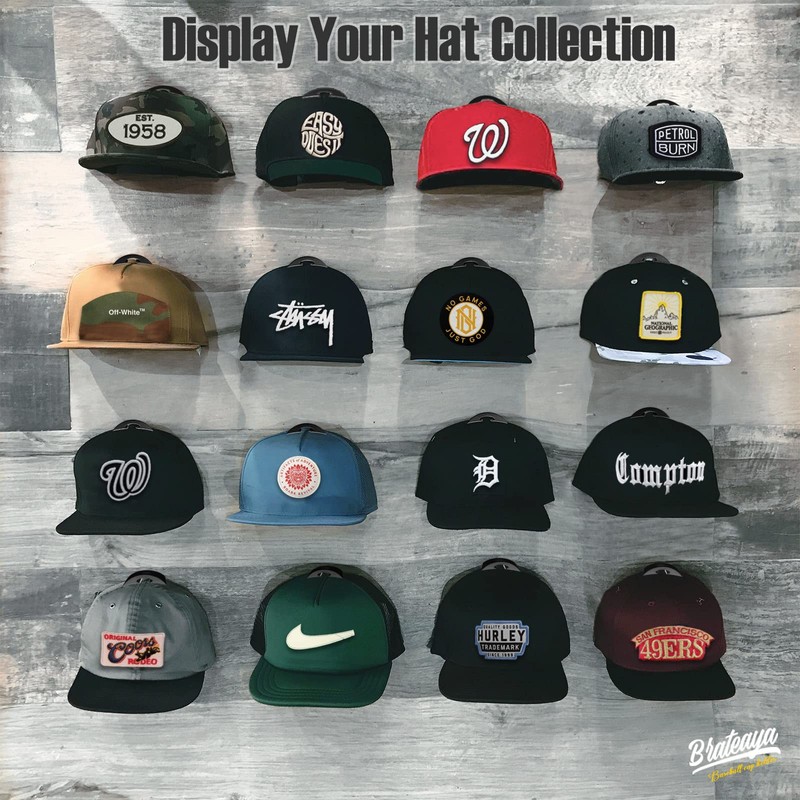 BRATEAYA Hat Hooks for Baseball Caps Wall Mount (20 Pack),