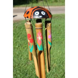 Stoneledge Investments Ladybug Wind chimes, Coconut & Bamboo, Hand Painted, 34 inch, 2 of G-45