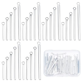 SUNNYCLUE 1 Box 60Pcs 5 Sizes Silver Bar Charms Stainless Steel Bar Charm Rectangle Metal Tags Blank Bar Charm for Jewelry Making Charms Women DIY Bracelets Necklaces Earrings Crafting Supplies