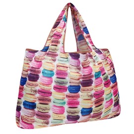 allydrew Large Foldable Tote Nylon Reusable Grocery Bag, Macarons