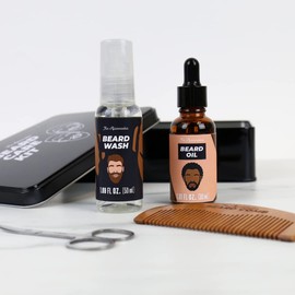 Aficionados - Essential Beard Care Kit Includes Beard Oil Beard Wash,Grooming Scissors & 1 Comb. Grooming Gift Set for Men. Ideal Birthday Gift,Fathers Day Gift,Christmas Gift for Men. Mens Gift Set.