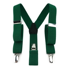 TigerTie Children's Y-shaped braces with 3 extra strong clips, high-quality workmanship, width 25 mm, Green