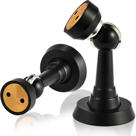 DOOROOM Door Stoppers, Brass Magnetic Door Stoppers for Bottom of Door, No Drilling Door Catch, Matt Black