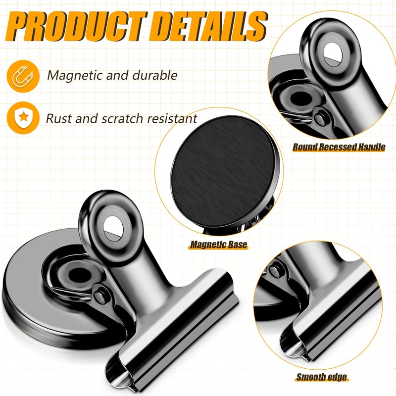 10 Pack Magnetic Clips Heavy Duty, Black Fridge Magnet Clips
