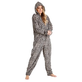 CityComfort Onesies for Women Soft Comfy Fleece Pyjamas Nightwear for Women Fluffy Fleece Onesie Lounge Wear Sizes S-XL (Brown, M)