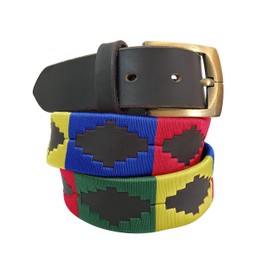 Carlos Diaz Mens Womens Premium Unisex Brown Leather Embroidered Designer Polo Belt (95 cm/ 36-38 Inches)