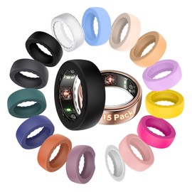 BO&DQQ 15 Pack Ultra-Thin Ring Cover Compatible with Oura Ring Gen 4/4 Ceramic,Gen 3 Horizon/Heritage, Anti-Scratch Elastic Silicone Smart Ring Protector Case for Men Women Working Out Gym