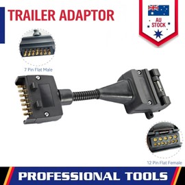 Trailer Adapter 7 Pin Flat Male Plug to 12 Pin Flat Female Socket for Pickup Truck Trailer Tow Hitch Trailer Connector Trailers Adaptors Simple Disassemble Durable Waterproof