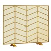 Fire Beauty Single Panel Handcrafted Wrought Iron Mesh Chevron Fireplace