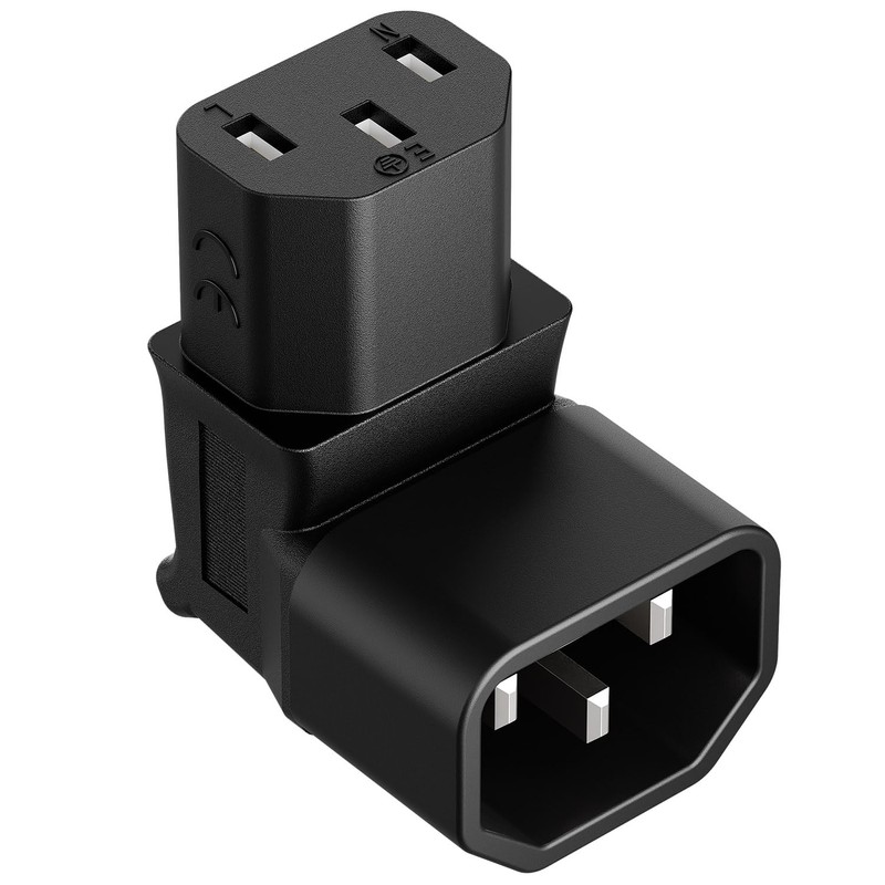 [2PACK] IEC 320 C14 to C13 Right Angle AC Adapter,