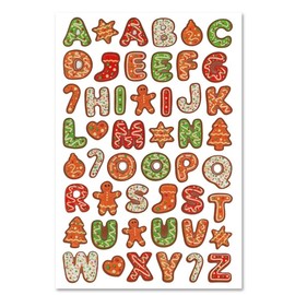 Pop Up Christmas Gingerbread Cookie Design 3D Alphabet Stickers - for Crafts, Cardmaking, Scrapbooks – 49 Pc