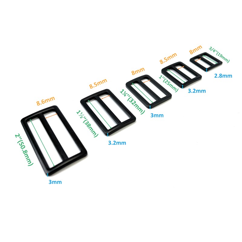 VersaKits 10 Pcs Heavy Duty Metal Slide Buckles Zinc Alloy
