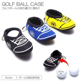 Grandios GD-GLBLCASE-BL Men's Golf Ball Case, 2 Pieces, Stylish, Golf Ball Holder, Pouch, Golf Equipment, Shoe Type, Carabiner Included, blue
