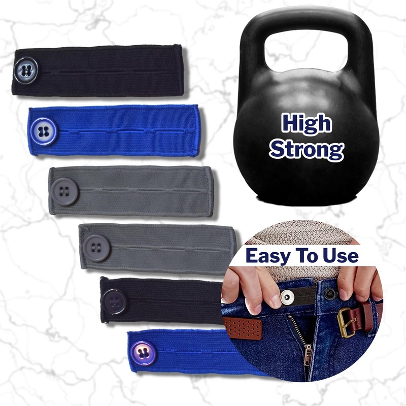 6 Pcs Elastic Pants Waist Extenders Adjustable Waistband Expanders for
