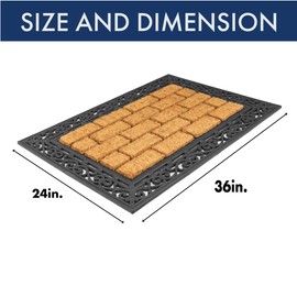 NoTrax, Brick Design, Rubber-Backed Natural Coir Doormat, Entry Mat for Indoor or Outdoor Use, 24"x36", C04 (C04S2436BK)