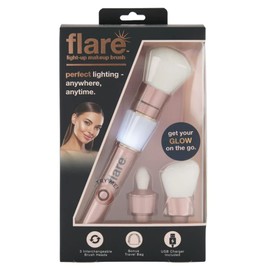 Taste Beauty Flare LED Light-Up Makeup Brush, 3 Interchangeable Heads, USB-C Charger, and Travel Bag