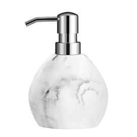 Luxspire Hand Soap Dispenser, 15.2 oz Marble Hand Lotion Bottle, Stainless Steel Pump Lotion Container, Refillable Liquid Hand Soap Jar, Resin Shower Dispensers for Bathroom, Kitchen, Marble White