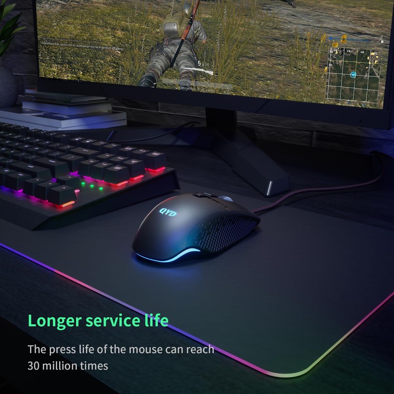 QYD Gaming Maus 7200 DPI Einstellbarer USB RGB Led Gaming