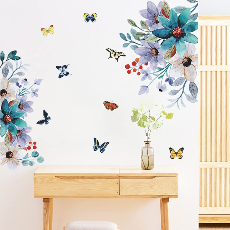 Fujitoya Flower Pink Wisteria Decorative Butterfly Stylish Removable Wallpaper Floral