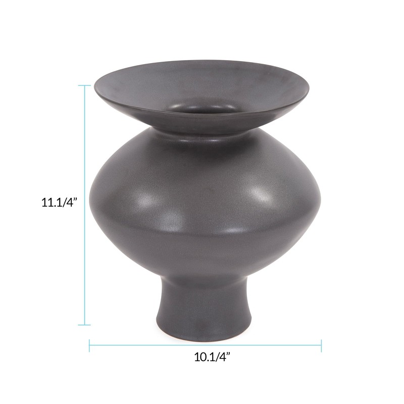Howard Elliott Graphite Ceramic Flared Vase- Small