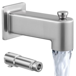 All Metal Construction(Inside and Out) Bath Tub Faucet Replacement, KES Bathtub Spout with Diverter, Shower Slip-on Tub Faucet Fits 1/2 Inch Copper Pipe, Brushed Nickel, PTSN300-BN