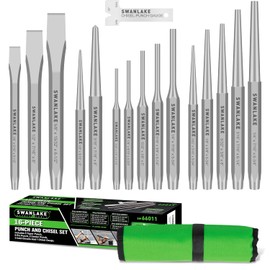 16-Piece Precision Punch & Chisel Set - Taper Punch, Pin Center Punch, Cold Chisels & Gauge for Versatile Applications