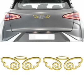 ramuel Car Rear Tailgate Emblem Decal 3D Angel Pattern Logo Trim Accessories Self-Adhesive Emblem Badge Sticker Decoration(2PCS,Yellow)