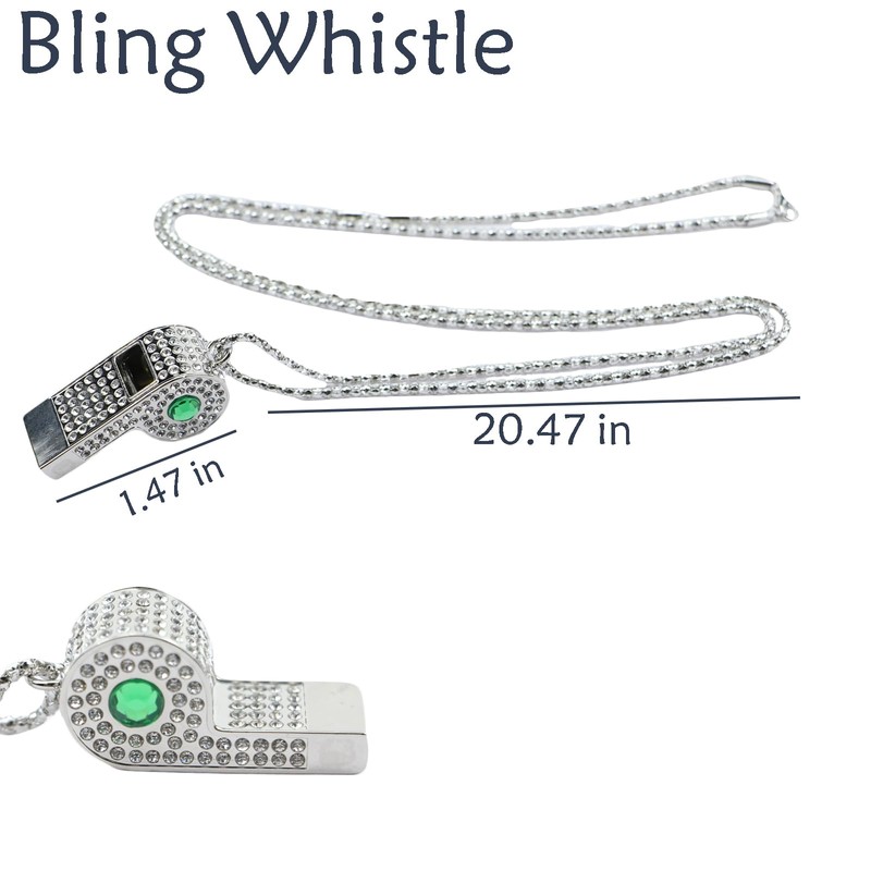 QUJIFETU Bling Whistle Metal Rhinestone Lanyard Whistle Loud Sound with