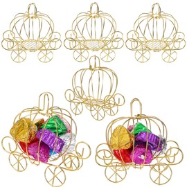 Lurrose 6 Piezas Mini Carruaje Metálico Decorativo, Cajas de Dulces Carruaje de Calabaza Centros de Mesa Princesa, Porta Dulces Metálico para Arreglos, Centros de Mesa, Decoración de Hogar, Eventos