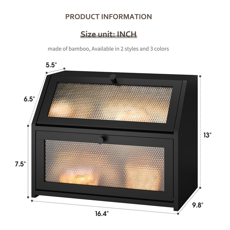 STDDRE Bread Box for Kitchen Countertop Bin Double Layer Bread