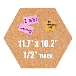 Aitakatta Hexagon Cork Board Tiles Bulletin Board, 1/2" Thick Small Cork Boards for Walls, Self-Adhesive Cork Tiles for Home Office Decor, School Message Board(12mm,L2529,1pc)