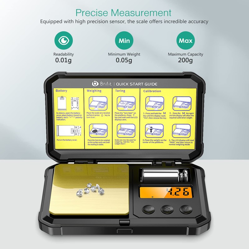 ORIA Digital Pocket Scale, 200/0.01g Digital Grams Scale, Mini Jewelry