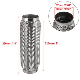 X AUTOHAUX 2.36"x9"x10" Car Exhaust Flexible Pipe Tubing Universal Exhaust Joint Stainless Steel Silver Tone