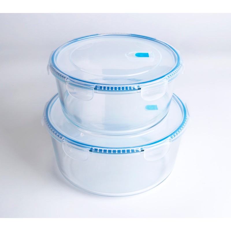 HUSANMP Large Borosilicate Tempered Glass Food Storage Containers with BPA-Free