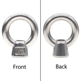 Qlvily 4 Packs 316 Stainless Steel Lifting Eye Nut 1/2" UNC Marine Grade, Female Thread Fastener Ring Shaped Eye Nut