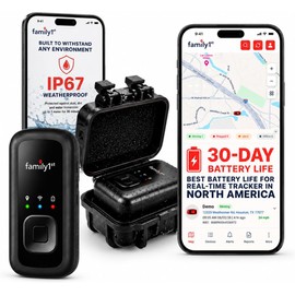 Family1st GPS Tracker Device for Vehicles, Cars, Loved Ones, Up to 30 Day Battery with Waterproof Case Magnetic, Real-Time Tracking with App. Subscription Needed.