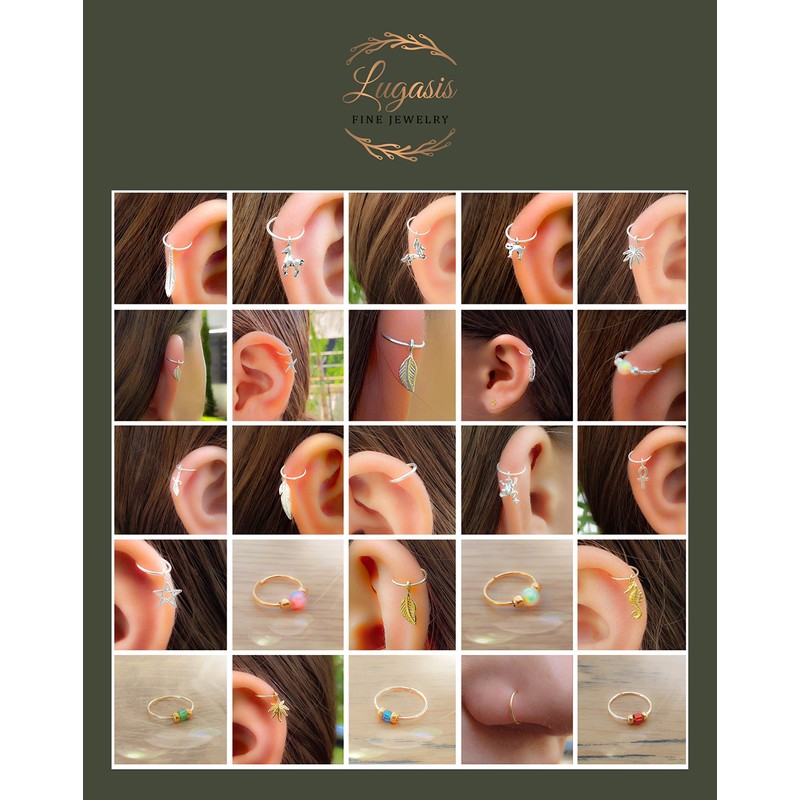 Tiny Gold Nose Ring - Snug Nose Piercing - 14K