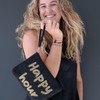 happymaker - Clutch schwarz und gold, kleine Handtasche Damen für