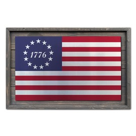 USA Made - Rustic 1776 American Flag Made of Wood and Metal - Perfect for Indoors and Outdoors
