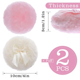 Large Fluffy Powder Puff, 4 Inch Ultra Soft Washable Reusable Velour Face Body Powder Puff Loose Powder Puffs Wet Dry Makeup Tool (Pink&Yellow), 2.0 count