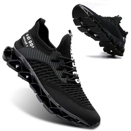 Vooncosir - Zapatillas de deporte para hombre, de malla transpirable y antideslizante, suela suave, casual, atlético, ligero, para caminar, 1-Full Negro, 8 US