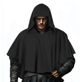 lckellong Medieval Hooded Cowl, Post Apocalyptic Shawl, Renaissance Hooded Shawl