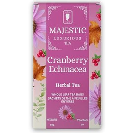 Majestic Tea_ CRANBERRY ECHINACEA | Caffeine Free | Individually Wrapped 20 Pyramid Tea Bags.