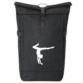 Huuraa Messenger Backpack Gymnastics Gift 30-44 Litres Black Melange Roll-Top Fairtrade Gymnastics Gift Idea