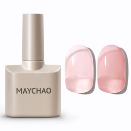 MAYCHAO Jelly Gel Nail Polish -15ML Nude Pink Jelly Gel Polish Soak Off UV LED Transparent Pink Nail Polish for DIY Manicure Home Salon Nail Art, 0.5 OZ