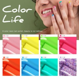 Nitakou Neon Gel Nail Polish Set, 8 Colors Spring Summer Neon Orange Hot Pink Yellow Green Blue Purple Collection Gel Polish Kit Long Lasting Soak Off Gel Polish Gift for Women