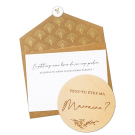 Joli Coon Willst du meine Patentante Wooden with Flap Envelope and Seal - Gift Godmother Request