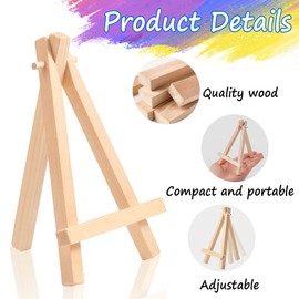 16 Pcs 5 Inch Mini Wood Display Easel, A-Shaped Small Wood Easel for Displaying Small Canvases, DIY Crafts, Photos, Gift, Home Decoration