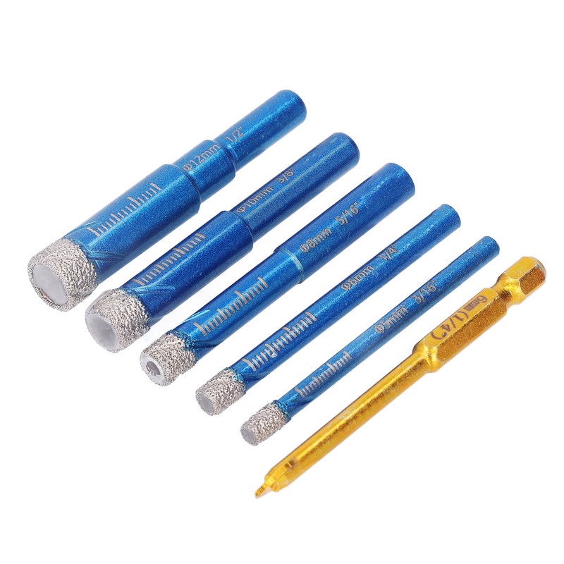 6PCS Brazed Dry Drill Bit Wear Resistant Vaccum Brazing Diamond