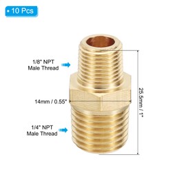 PATIKIL Brass Pipe Fittings Coupler, 5Pcs 1/8" x 1/4" NPT Male Thread Brass Hex Nipple Coupling Reducer Adapter Tubing Connector Adaptor for Water, Air, Oil, Gas Line System